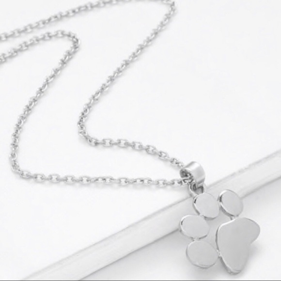 Dainty Paw Print Necklace Silver - Picture 4 of 5